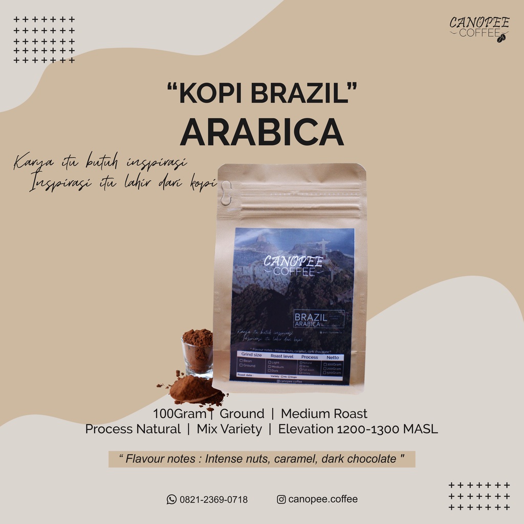 

Kopi "Arabika Brazil" Ground (Bubuk) 100gr - Natural proccess