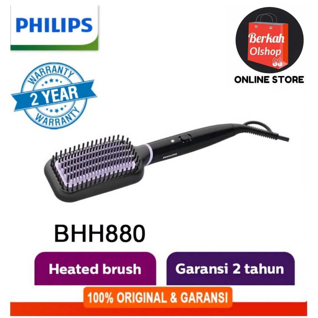 Berkah Oldshop 88 - Sisir Pelurus Rambut Elektrik BHH 880 dengan Pemanas - Philips Heated Straightening BHH880