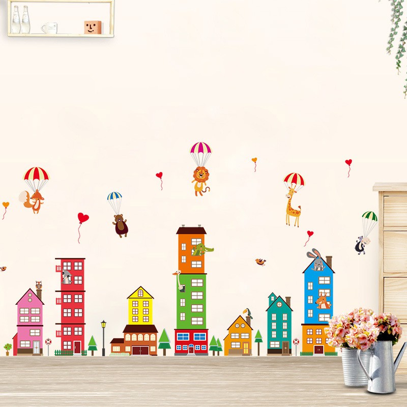 Reliza Wall Sticker Big Town City Kids Kota Anak Wallsticker Stiker Dinding LDR8101