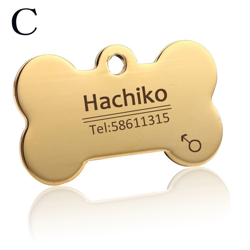 Tag Nama Telepon Multi Bahasa Bahan Stainless steel Untuk Aksesoris Kerah Anjing Kucing Peliharaan