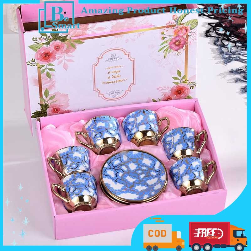 Parcel Lebaran Cangkir Keramik Set 6 in 1 Eropa Style Cangkir Tea Set