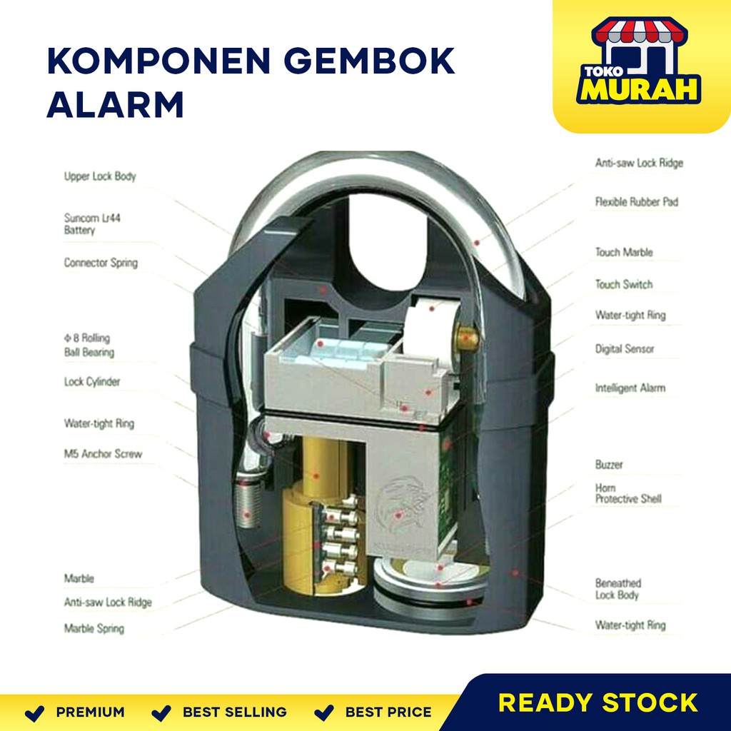 Ring Pengaman Motor / Sepeda / Pagar Rumah Gembok Alarm Suara Anti Pencuri Anti Maling