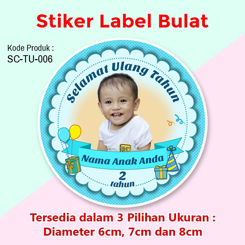 Stiker Label Ulang Tahun Anak Tumpeng Mini Souvenir Pakai Foto Cowok Shopee Indonesia