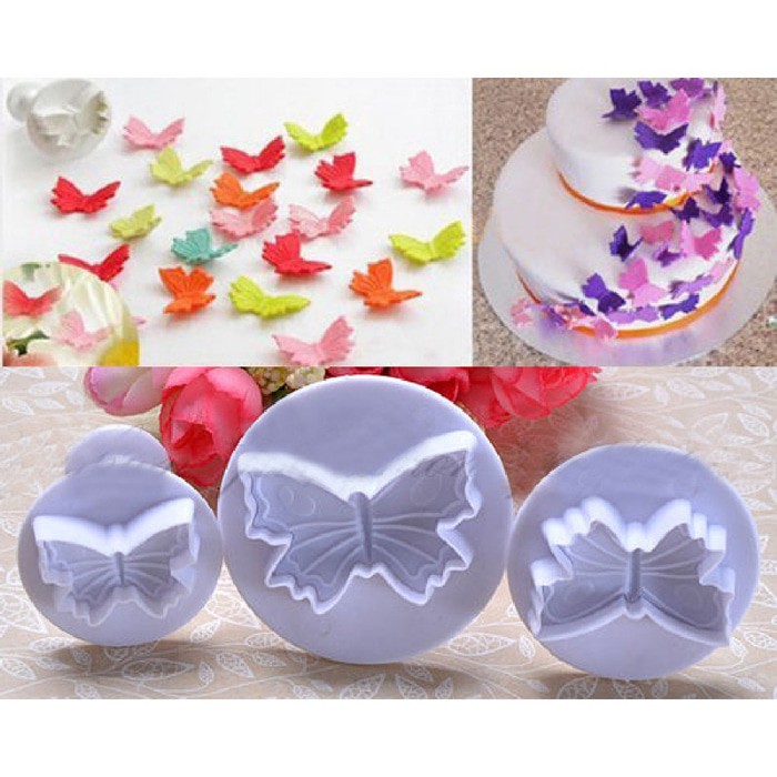 Fondant Plunger Cutter  - Cetakan Fondant Butterfly (3pcs)