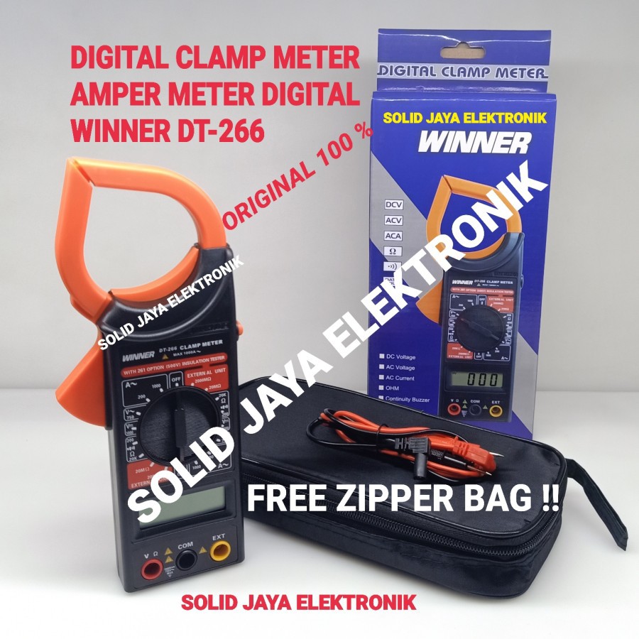 TANG AMPER METER WINNER DT-266 CLAMP METER TESTER DIGITAL JEPIT AMPER DT 266 DT 266 ASLI ORIGINAL