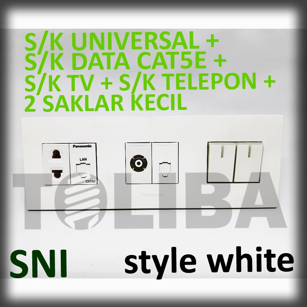 stopkontak universal + s/k data + s/k telepon + s/k tv + saklar seri minimalis style white panasonic