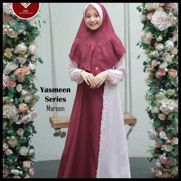 READY STOCK ANV GAMIS SET HIJAB YASMEEN SERIES KIDS, JUNIOR, TEEN USIA 2-14 TAHUN TERMURAH