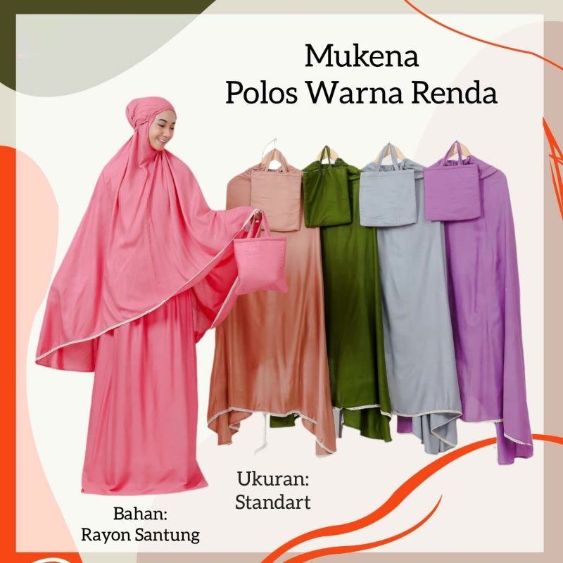 Mukena Jumbo Polos Warna Santung Rayon Dewasa