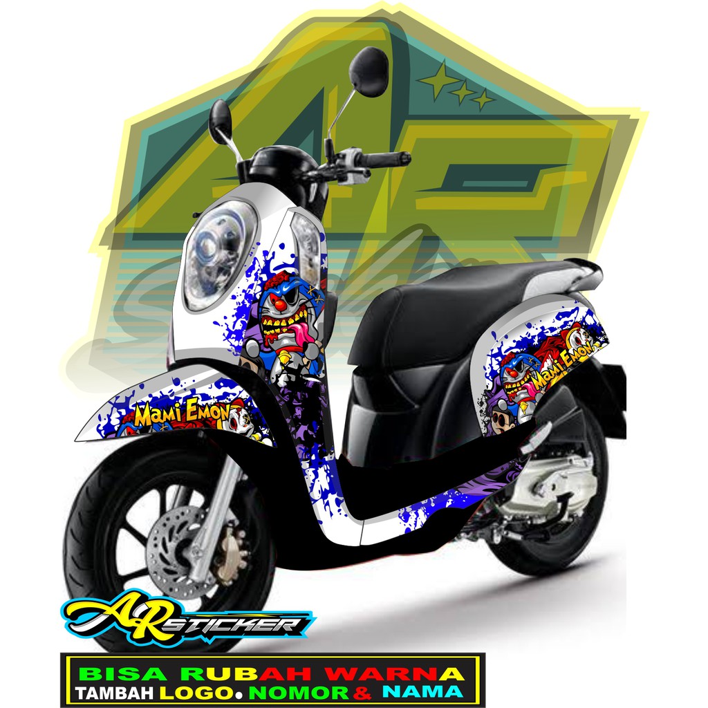 Decal scoopy  Scoopy full body Full Blok Decal Scopy Dekal Stiker Fi 2014 2015 2016 2017 DORAEMON