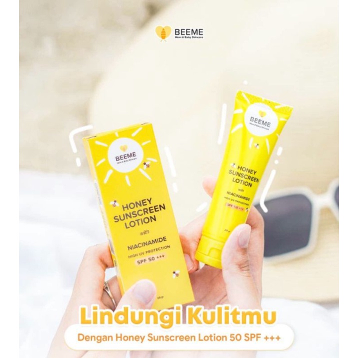 ❤FREE EMAS❤ BEEME HONEY SUNSCREEN LOTION WITH Niacinemaid Spf 50+++ [MITRA RESMI]