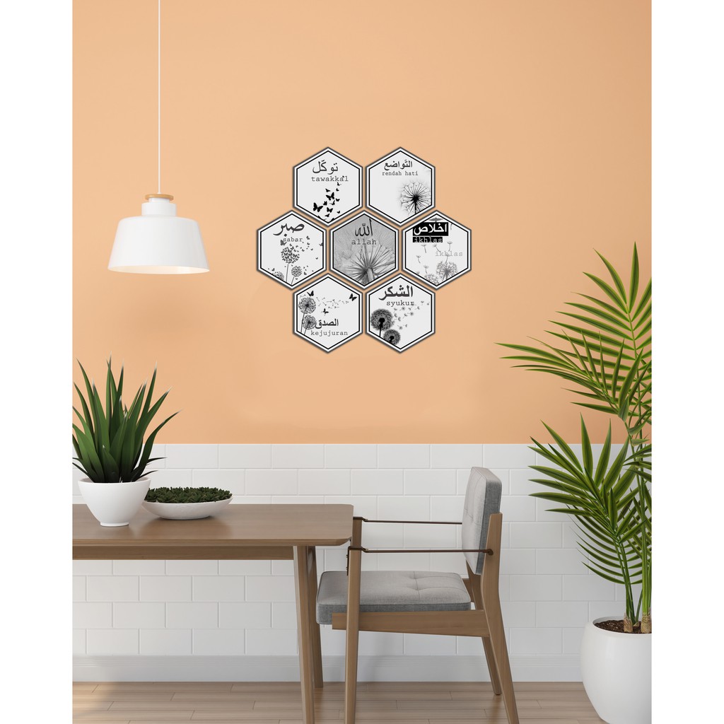 

SyabilMart Hiasan Pajangan Dinding Wall Decor 7 in 1 Hexagonal Quote Mutiara Black White Monochrome