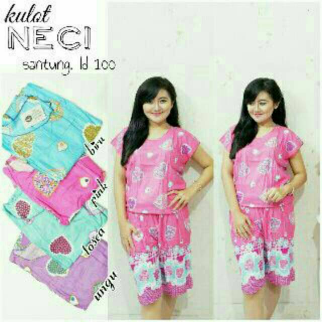 Setelan baju tidur celana pendek katun