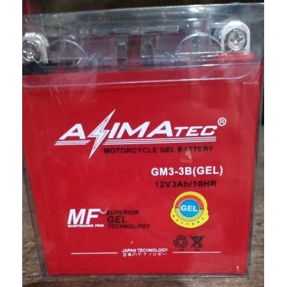 Accu/Aki motor RX King, Ninja R 150, Satria 2 tak Azimatec Gm3-3B Gel Technology