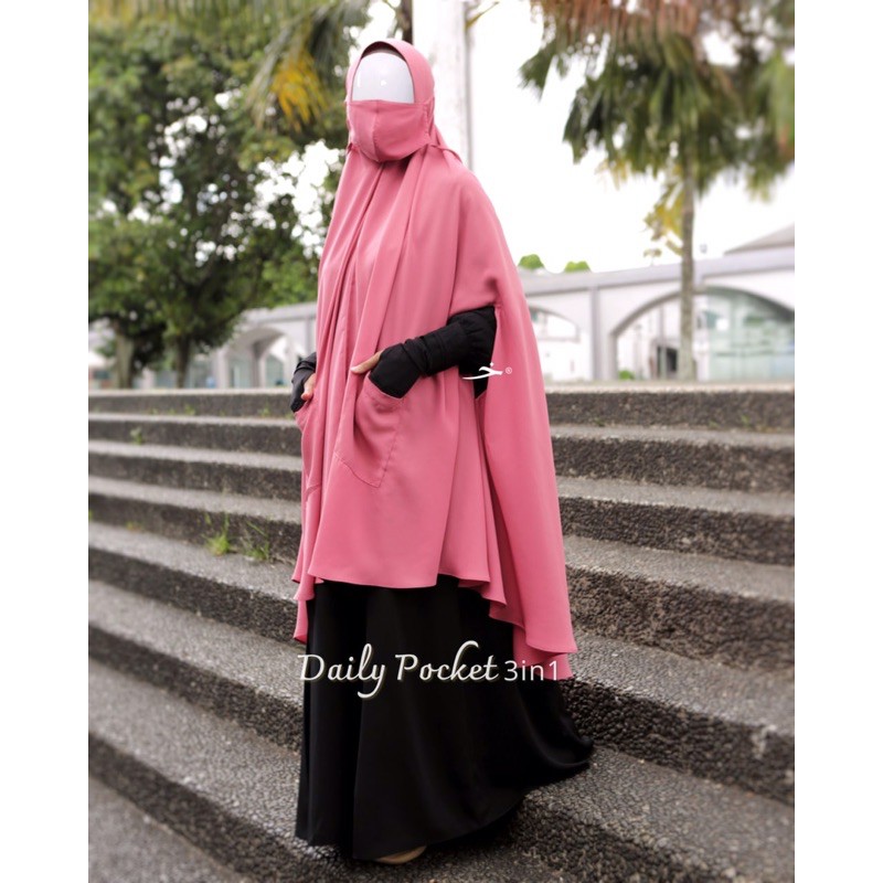 Khadijah Indonesia -  Khimar Daily Pocket 3in1 | Soft Pad | Hijab Syar'i