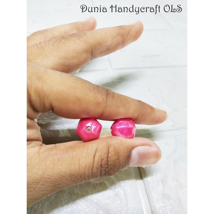 DIY Mote Lampion Metalik PInk 12 mm Bahan Kerajinan Tangan Anting Bros