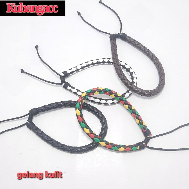 3pcs Gelang Kulit Pria. Gelang Kulit Motif Keren. Gelang Pria Simple. Kulit