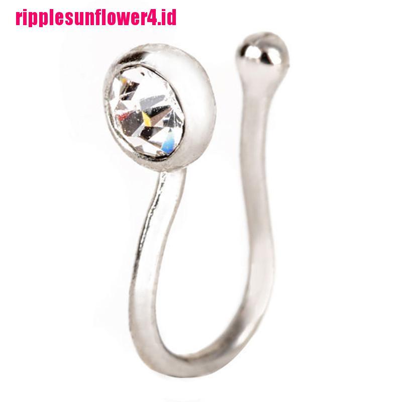 Cincin Hidung Bahan Stainless Steel Aksen Kristal