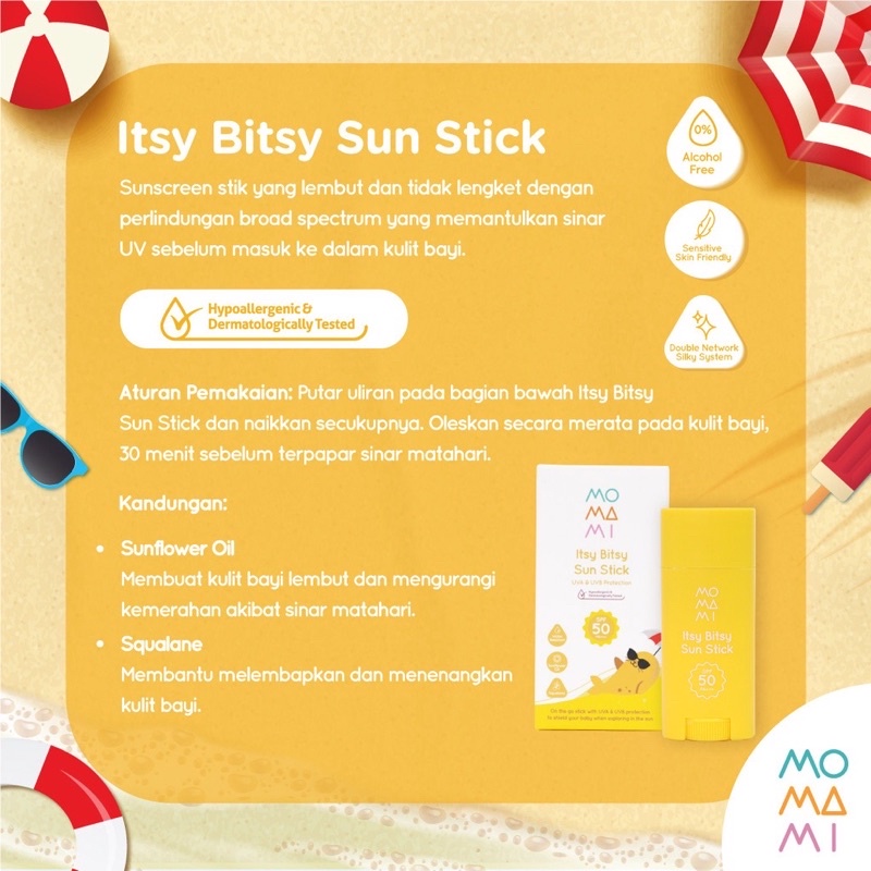 Momami Itsy Bitsy Sun Stick 15gr Stik Sunscreen Sunblock Anak Bayi Anti UV Roll stik