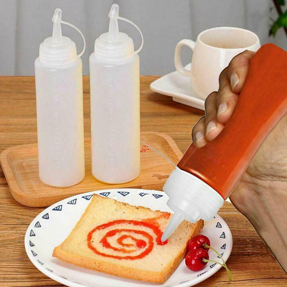 [ Featured ] Kitchen Squeeze Condiment Bottles / Leak-Proof Seasoning Sauce Squeeze Squirt Dispenser Bottle for Oil Sauce Mustard Kitchen Accessories