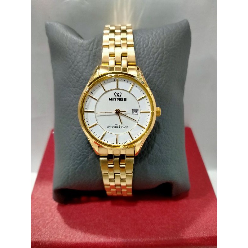 MIRAGE 8544BRP-L/JAM TANGAN WANITA RANTAI KUNING STAINLESS STEEL WATER RESISTANT