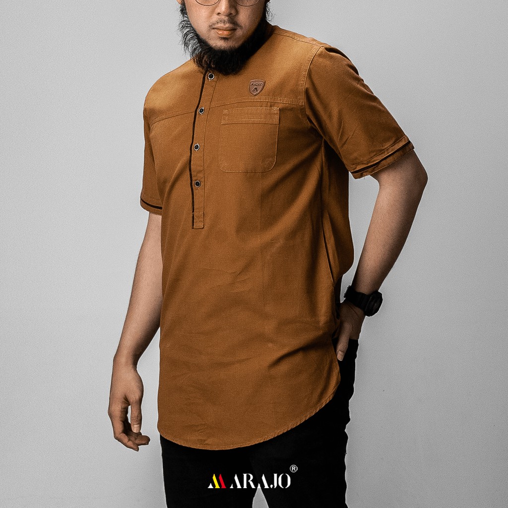 PAKAIAN MUSLIM PRIA KURTA MARAJO agam bahan cotton washing BERKUALITAS warna hitam tan maroon navy L