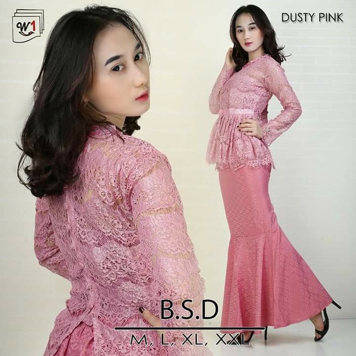 stelan kebaya brukat BSD model  peplum rok  duyung  mermaid 