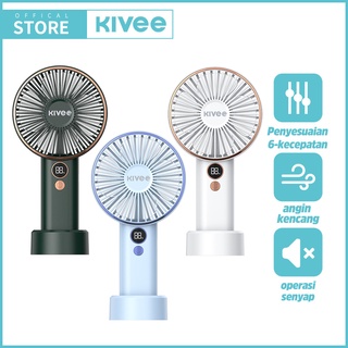 KIVEE Kipas Angin Mini Portabel 2400 mAh karakter LCD mini fan 6-Speed TYPE C USB Use time up to 10 hours