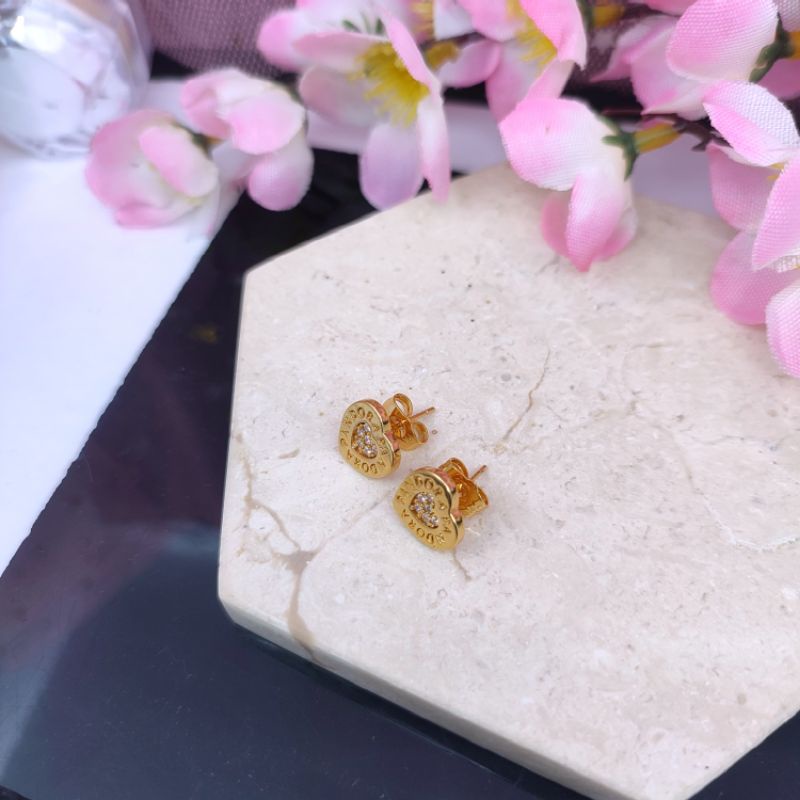 Anting tusuk giwang dewasa wanita Terbaru love korea lapis emas anti karat COD