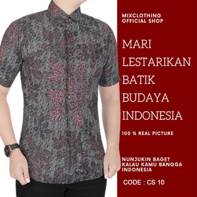 CBS 769 HEM KEMEJA BATIK PRIA SLIM FIT LENGAN PENDEK COLIN DION