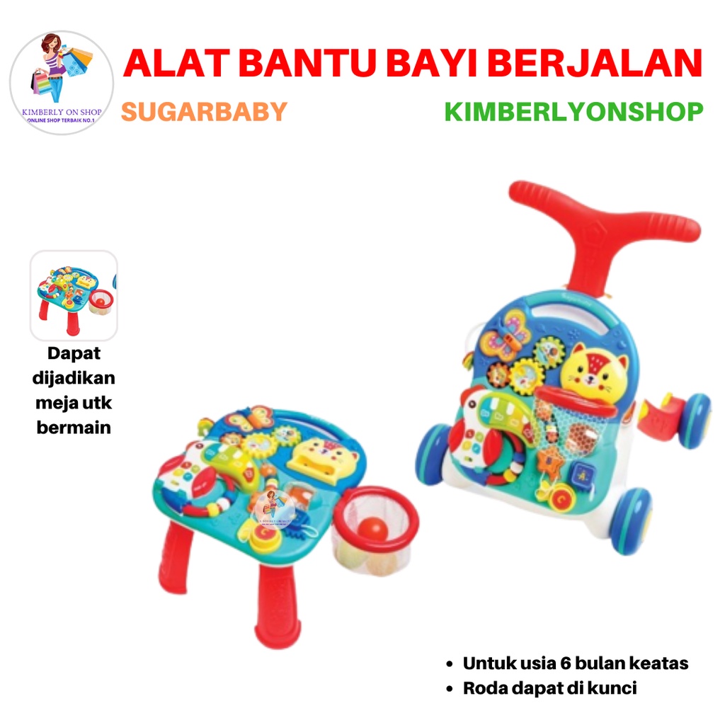 Sugar Baby 10IN1 Premium Activity Walker &amp; Table Alat Bantu Bayi Jalan