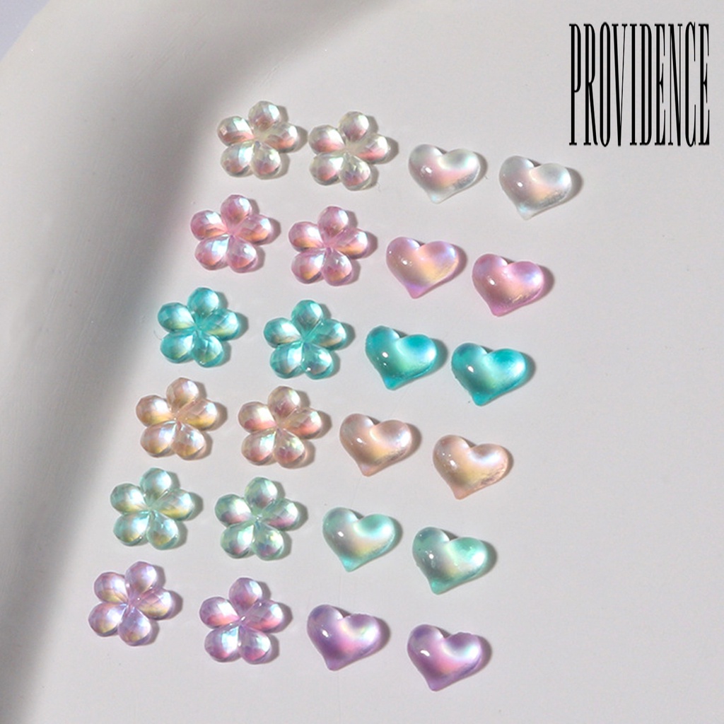 Providence Manik-Manik Baja Mini Bentuk Hati / Bunga 3D Untuk Dekorasi Nail Art / Manicure DIY