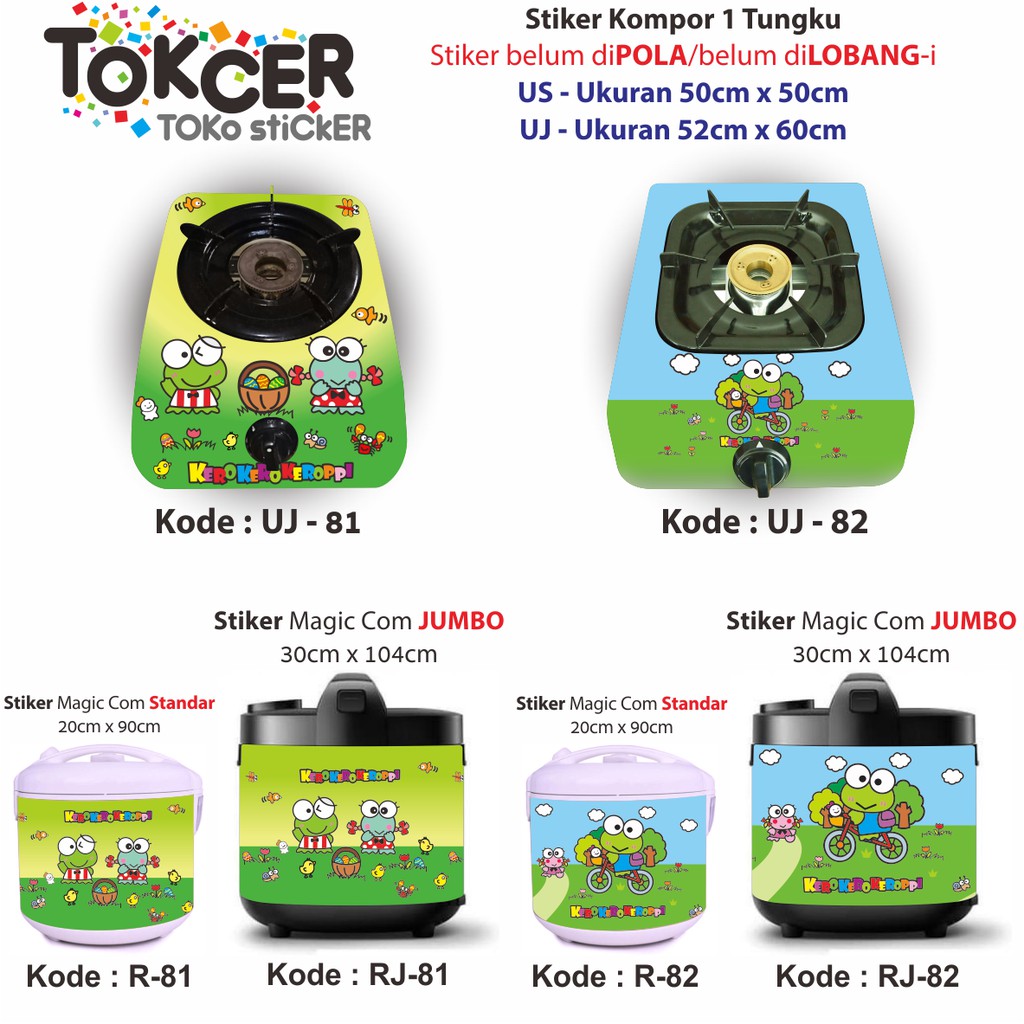 Stiker Kompor 1 Tungku dan Magic COM KEROPPI