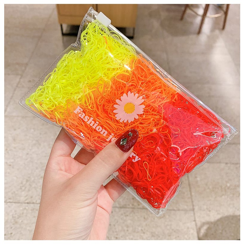 (27AN.ID) 500PCS Ikat Rambut H209 Ikat Rambut Karet Korea Wanita Warna Polos Gaya Korea Untuk Anak Perempuan-7