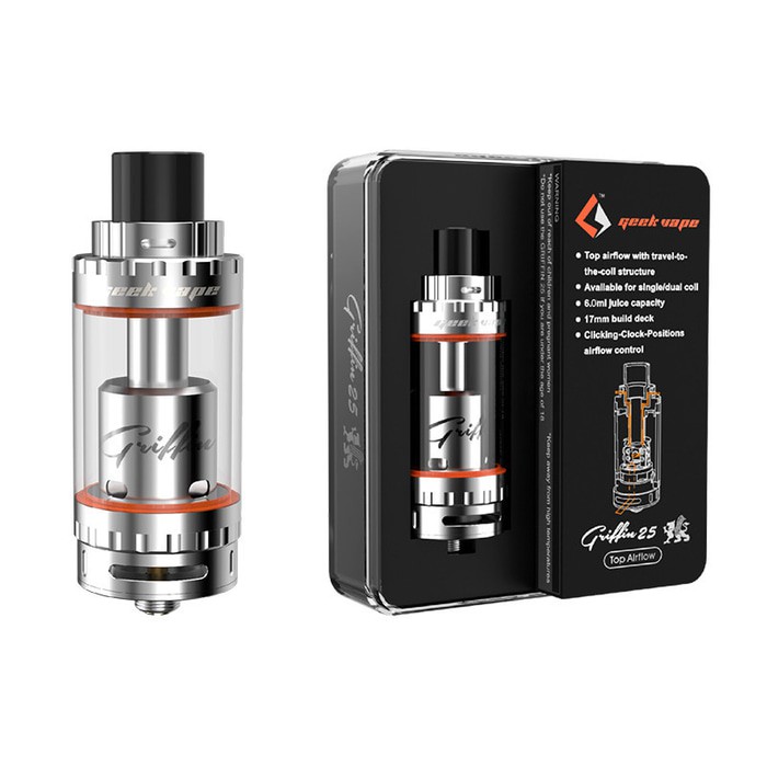 Griffin 25 Top Airflow RTA Atomizer - SILVER AUTHENTIC ( Vaporizer /