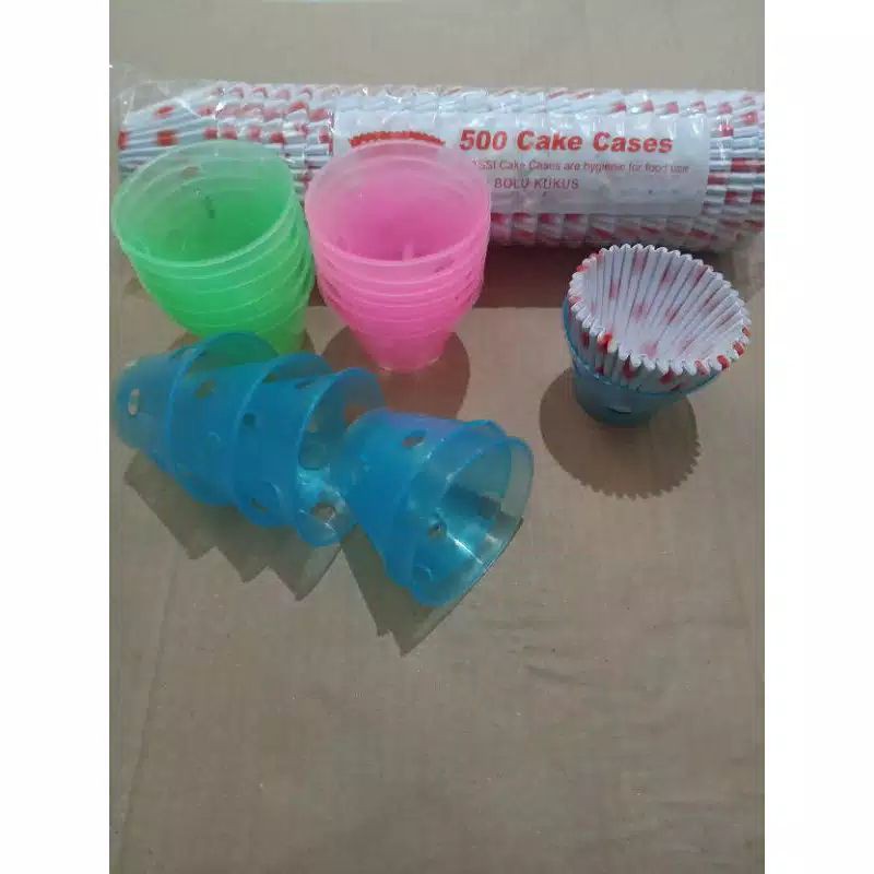 12pcs cetakan bolu kukus plastik+kertas 100pcs bolu kukus