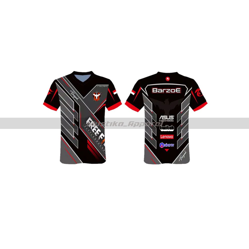 BAJU JERSEY FF TERBARU 2021,JERSEY CUSTOM GAMING  ML, PUBG,EVOS, AURA, FREE NICKE NAME