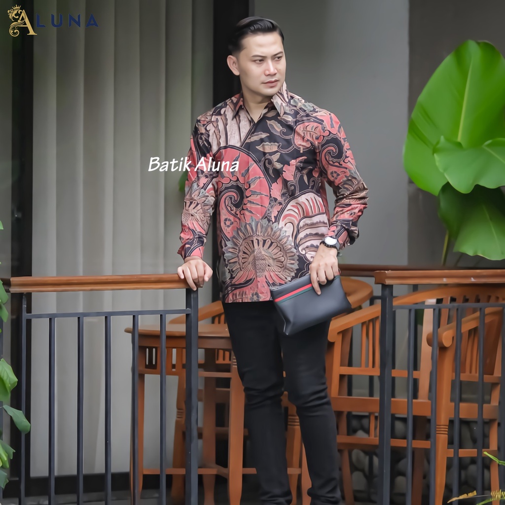 KEMEJA BATIK PRIA LENGAN PANJANG PREMIUM REGULAR MODERN BATIK ALUNA PCW 004