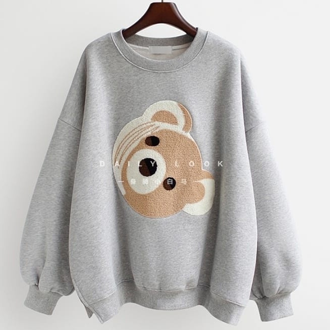 COD - Bear Head Sweater Outerwear Sweter Matt Fleece Tebal Premium OOTD Wanita