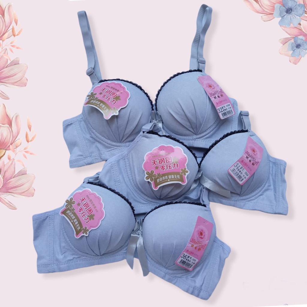 22467 - Bra Polos Wanita Remaja Dewasa Cup Standart BH Perempuan Busa Sedang Ada Kawat Kait 3 Terbar