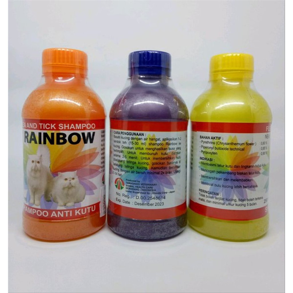 Shampoo Anti Kutu Kucing RAINBOW Cat 250ml Flea and Tick Shampo Sampo