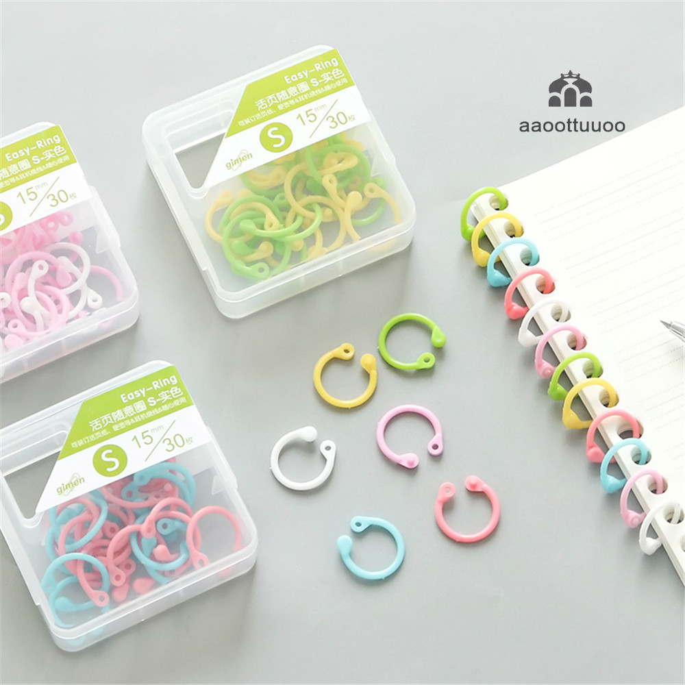 10 / 20pcs Ring Binder Loose Leaf DIY Untuk Album / Kantor / Sekolah Hoops