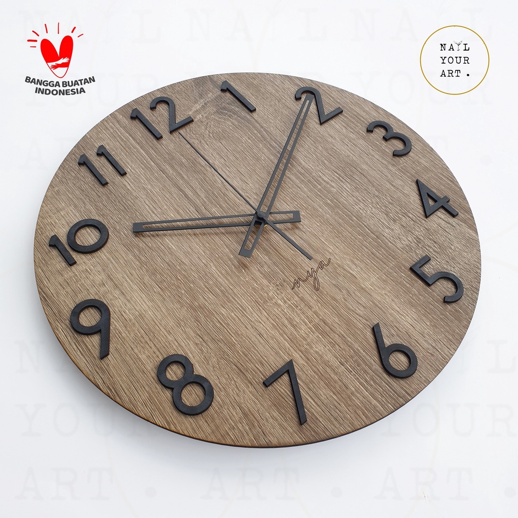 Jam Dinding Besar Minimalis - NUSA - BLEACHED WOOD - Diameter 42 CM