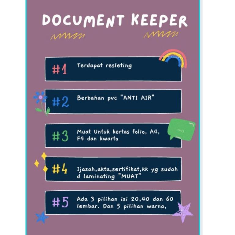 

PRODUK TREND [ BISA COD ] isi 60 lembar dokumen keeper/Map dokumen/Map resleting anti air 2485 ㄵ