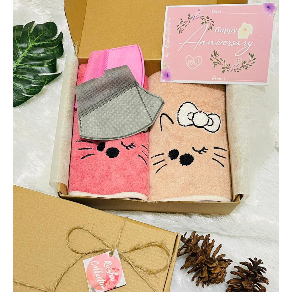 RC Hampers Gift Handuk Couple Kado Pernikahan Anniversary  Ukuran  50x100 Dan 30x70