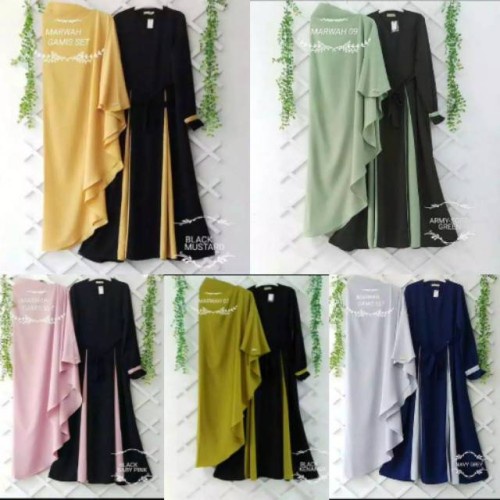 GAMIS SYAR'I CANTIK / MARWAH SYARI + KHIMAR / SETELAN HIJAB SYARII TERLARIS