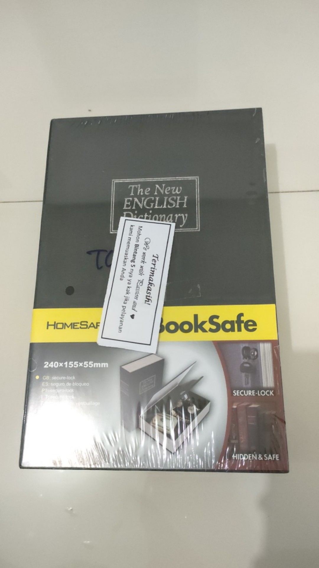 Brankas Buku Kotak Penyimpanan Perhiasan Berharga Size M + Kunci Brangkas Mini Anti Maling