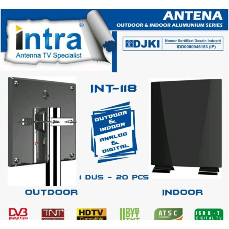 Antena TV Digital INTRA /Antena luar/Antena Dalam /Antena Digital intra  INT-118/ Sjnyal tv Lebih Kuat