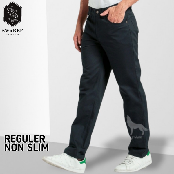 Casual Pants Celana Cino Pria Remaja Laki Laki Warna Hitam Cream