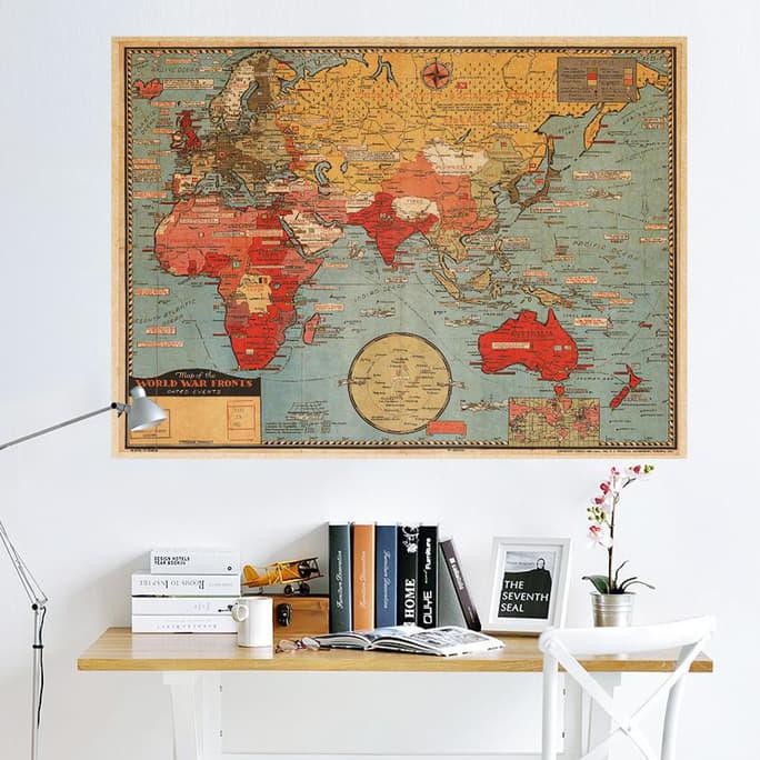 

BEST SELLER Vintage World Map Peta Dunia Retro Colorful 72.5x47.5cm