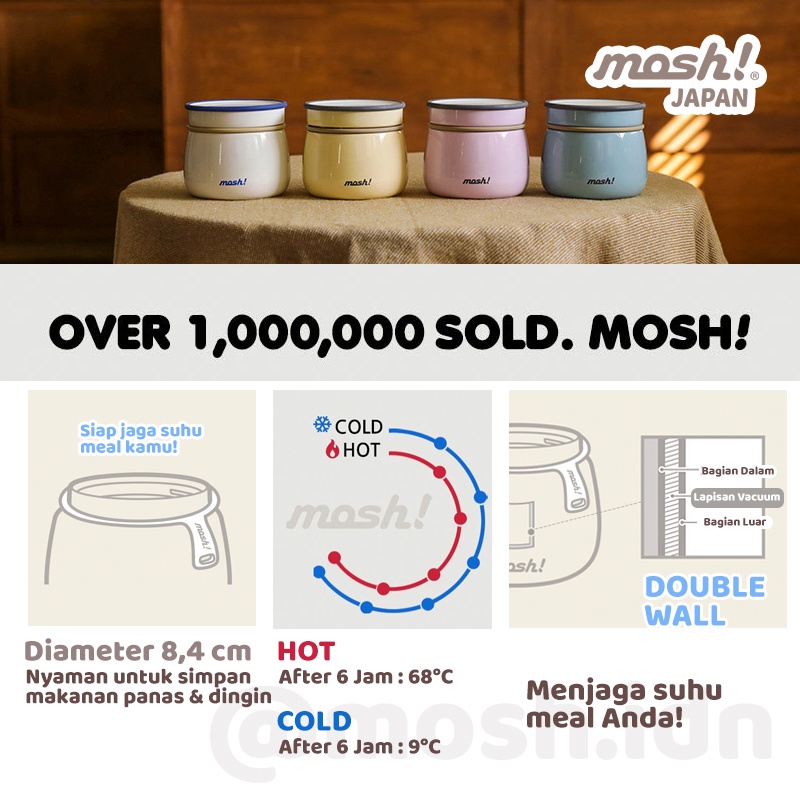 Mosh Straw Latte Tumbler 480ML BLACK &amp; Mosh Food Pot 350ML IVORY